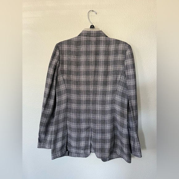Rag & Bone Claudia Linen Blend Blazer in Blue Plaid Women’s Size 4 - Picture 6 of 16